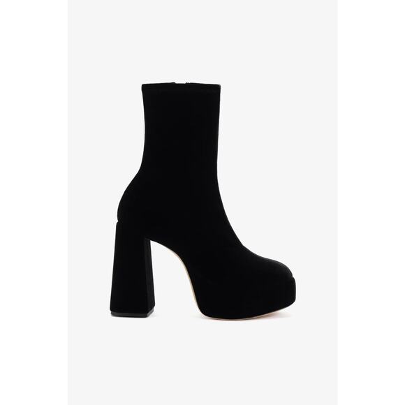 Larroudé Dolly retro Y2K Stretch Boot In Black Velvet   Sz 10 - Picture 1 of 14